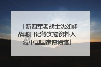 新四军老战士沈如峰战地日记等实物资料入藏中国国家博物馆